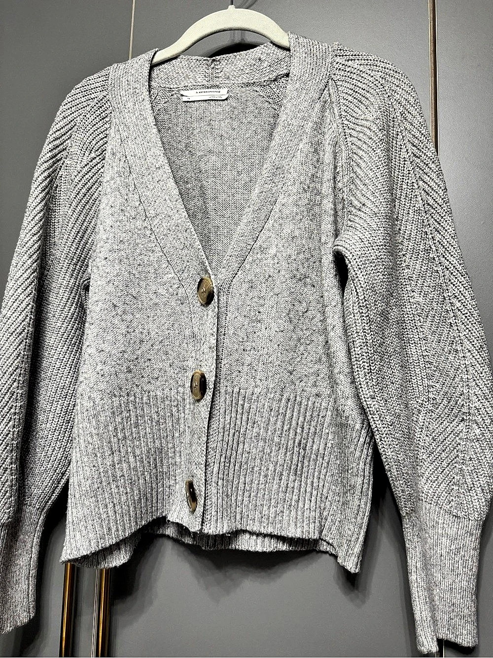 Anthropologie By Anthropologie Linea Wool Blend Puff-Sleeve Cardigan By Linea